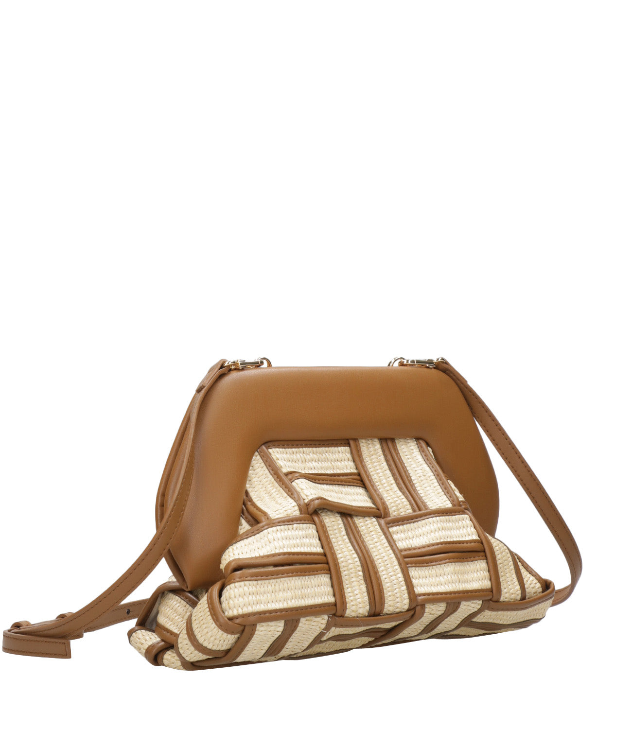 Themoiré | Borsa Tia Weaved Straw Beige e Cammello