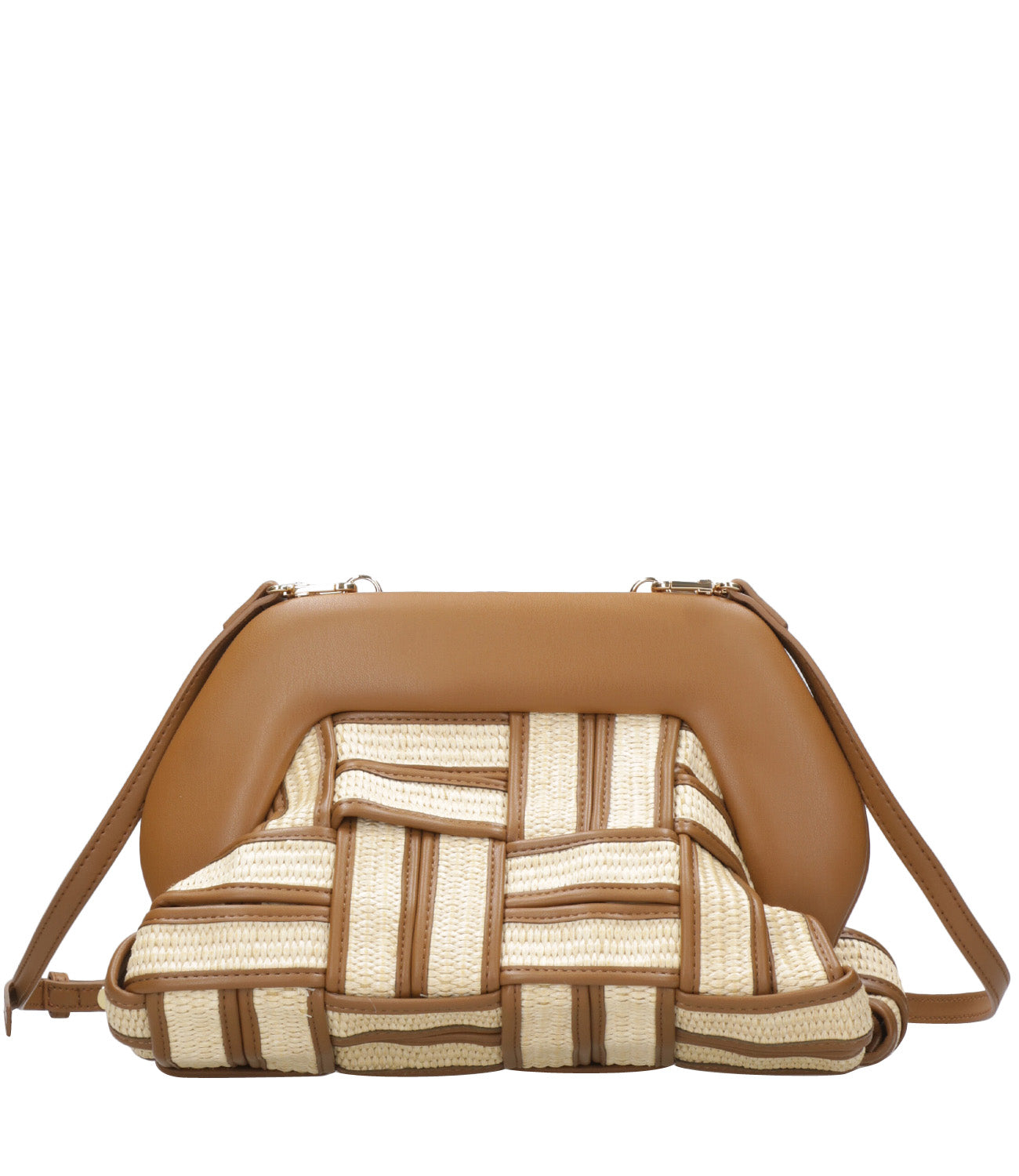 Themoiré | Borsa Tia Weaved Straw Beige e Cammello