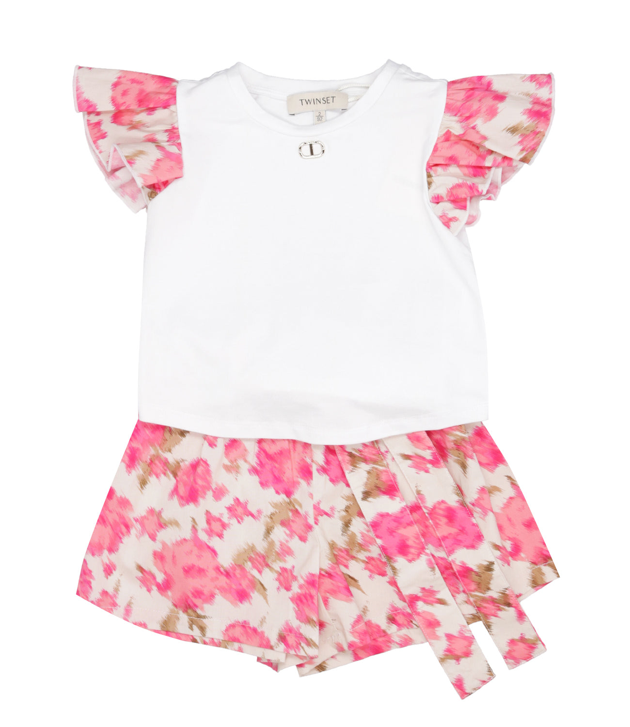 Twinset Kids | Camelia Rose White and Pink Sweater and Pant Set