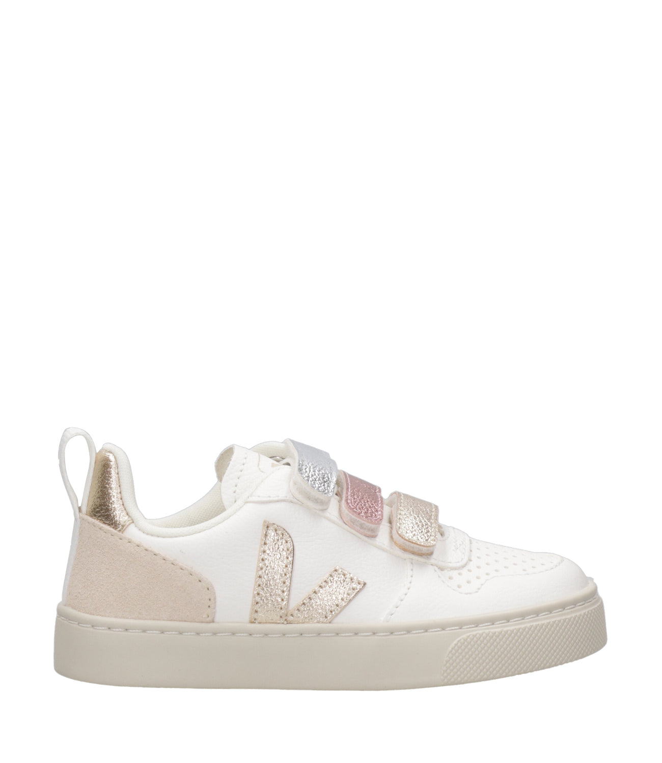 Veja Kids | Sneakers V-10 Velcro Bianco, Oro, Argento e Oro Rosa