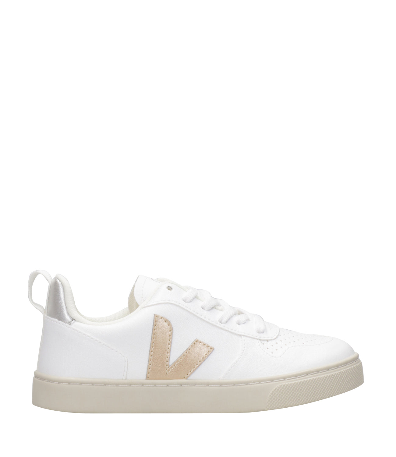 Veja Kids | Sneakers V-10 Velcro Bianco, Oro e Argento