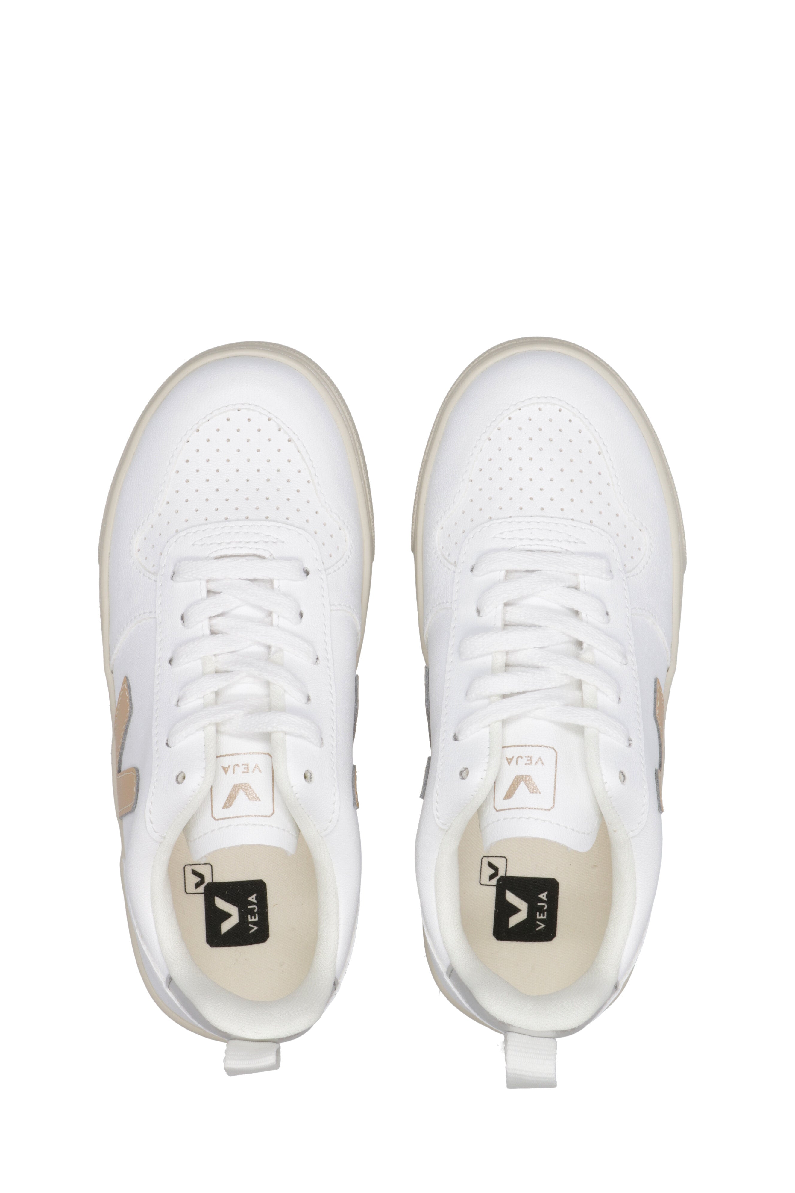 Veja Kids | Sneakers V-10 Velcro Bianco, Oro e Argento