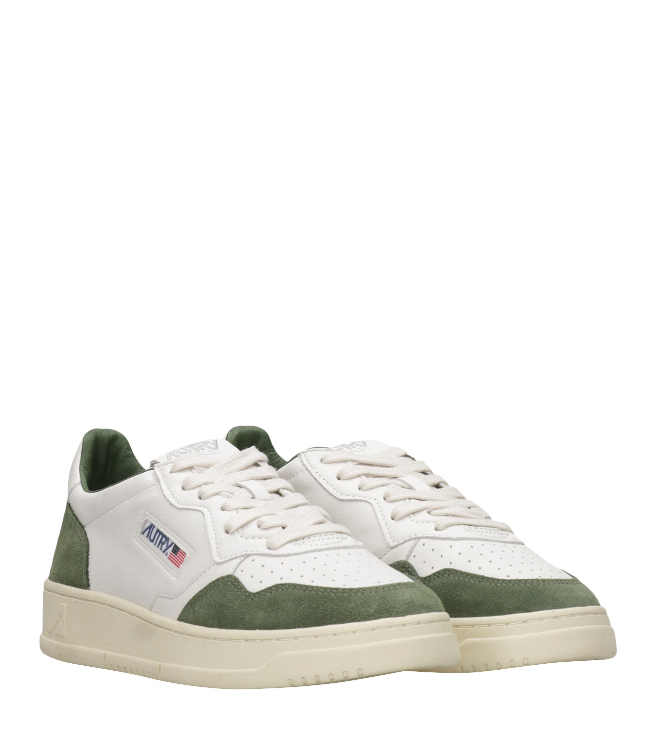 Autry | Medalist Low Man Sneakers White and Military Green