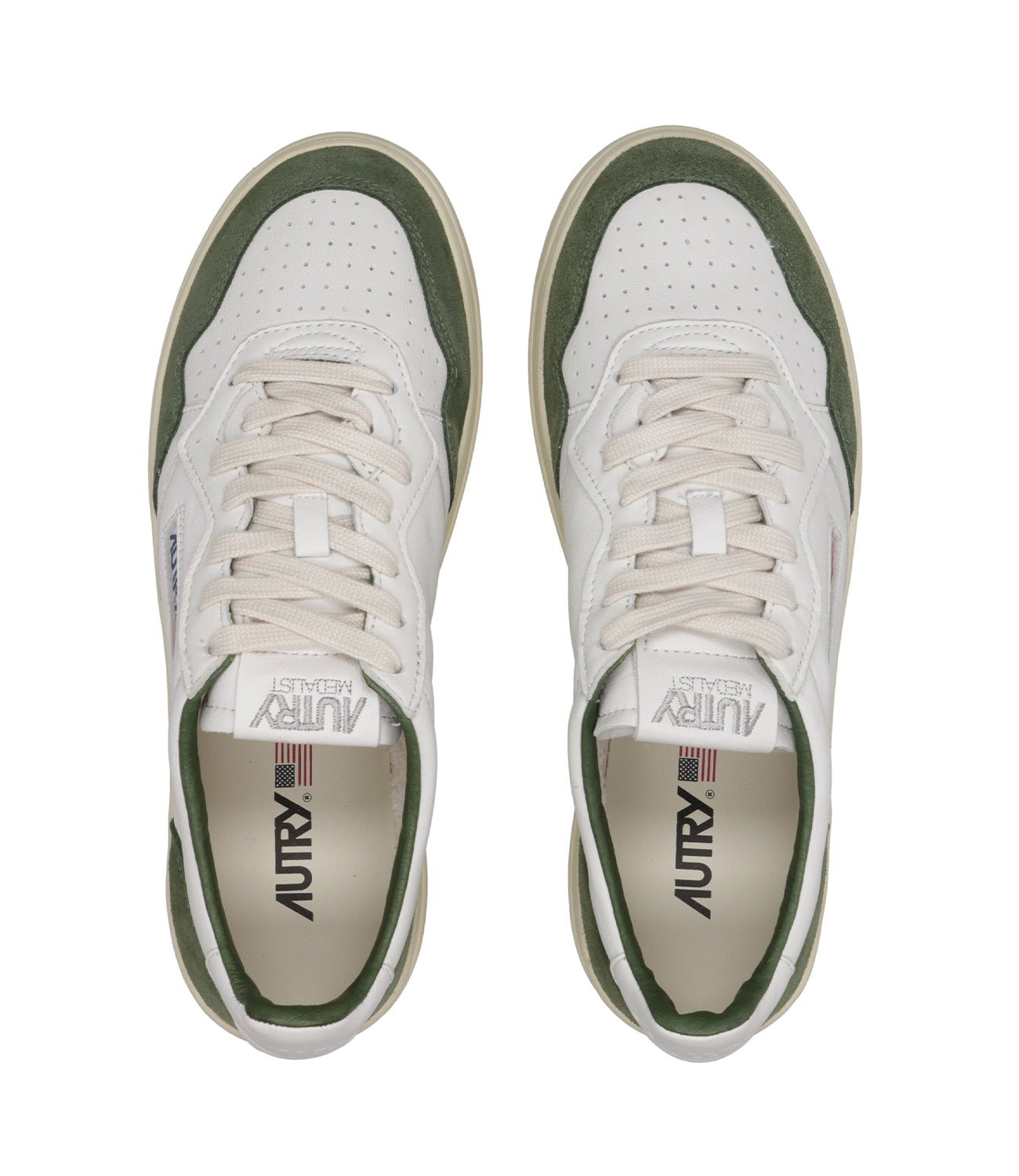 Autry | Medalist Low Man Sneakers White and Military Green