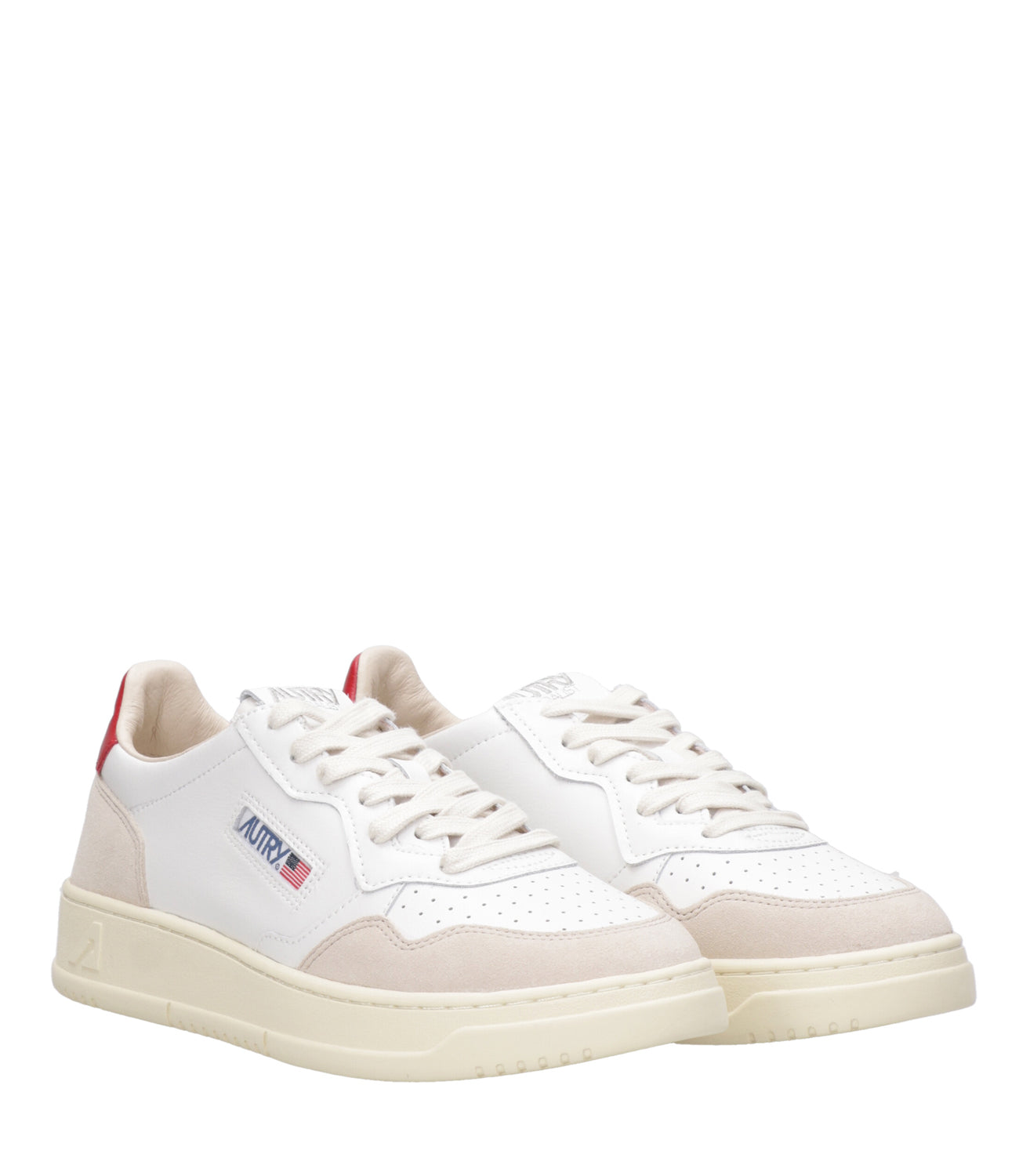 Autry | Medalist Low White and Red Sneakers