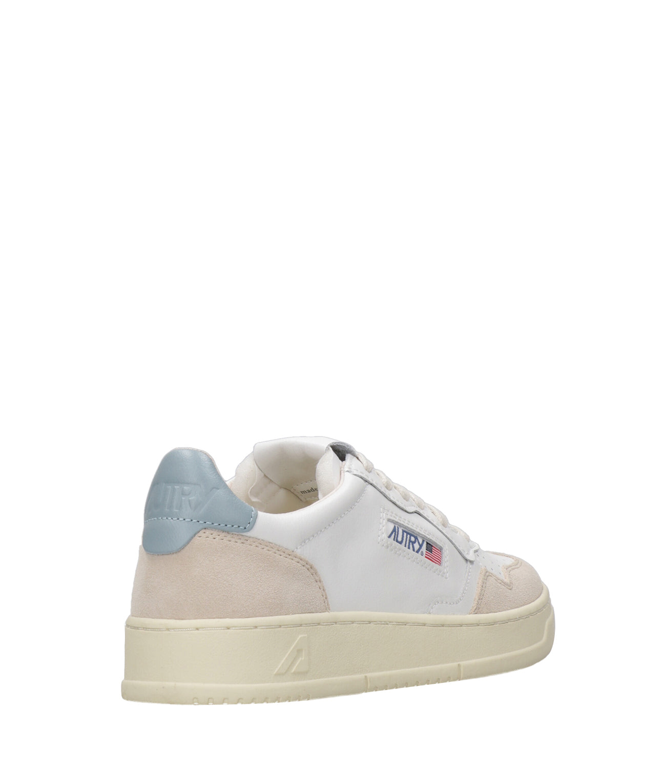 Autry | Medalist Low Man Sneakers White and Celeste Metallic