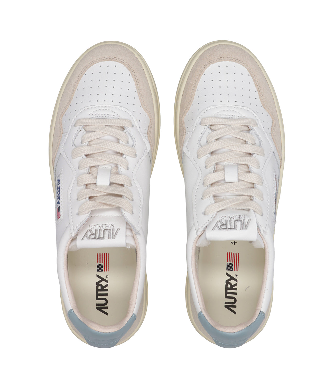 Autry | Medalist Low Man Sneakers White and Celeste Metallic