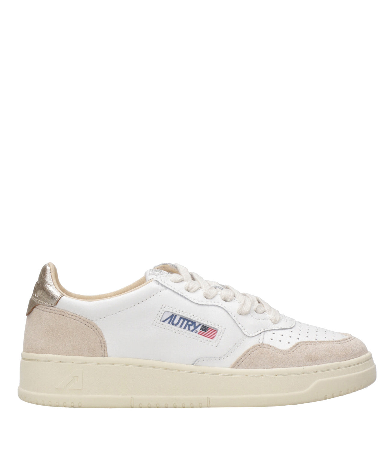 Autry | Medalist Low Woman White and Gold Sneakers