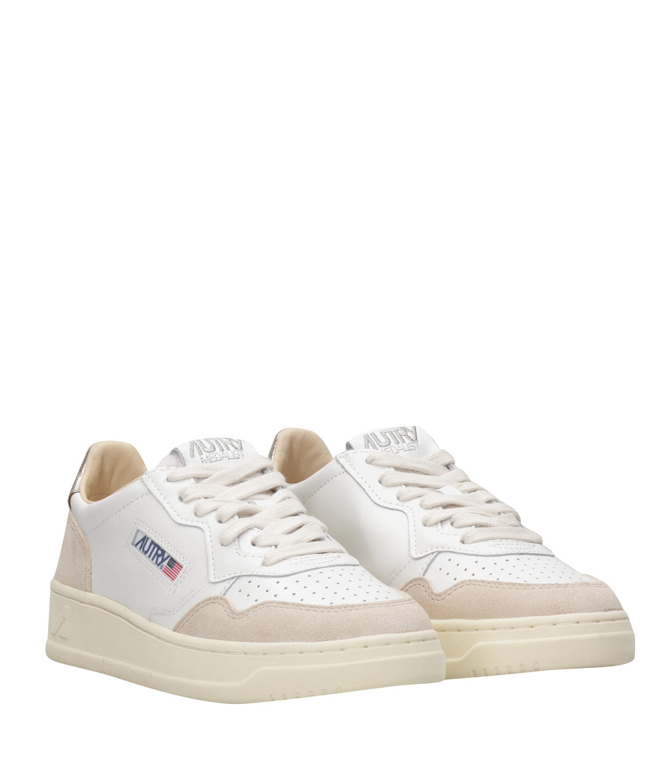 Autry | Medalist Low Woman White and Gold Sneakers