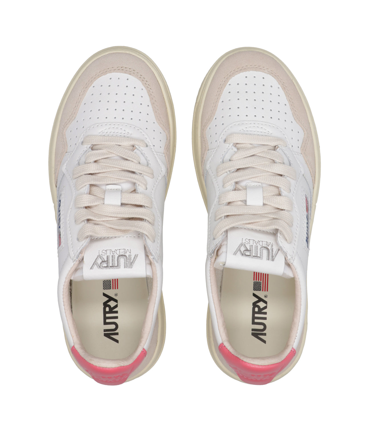 Autry | Medalist Low Woman White and Coral Sneakers