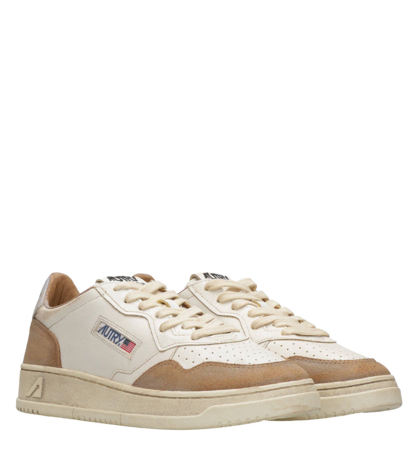 Autry | Sneakers Sup Vint Low Man Bianco e Cognac