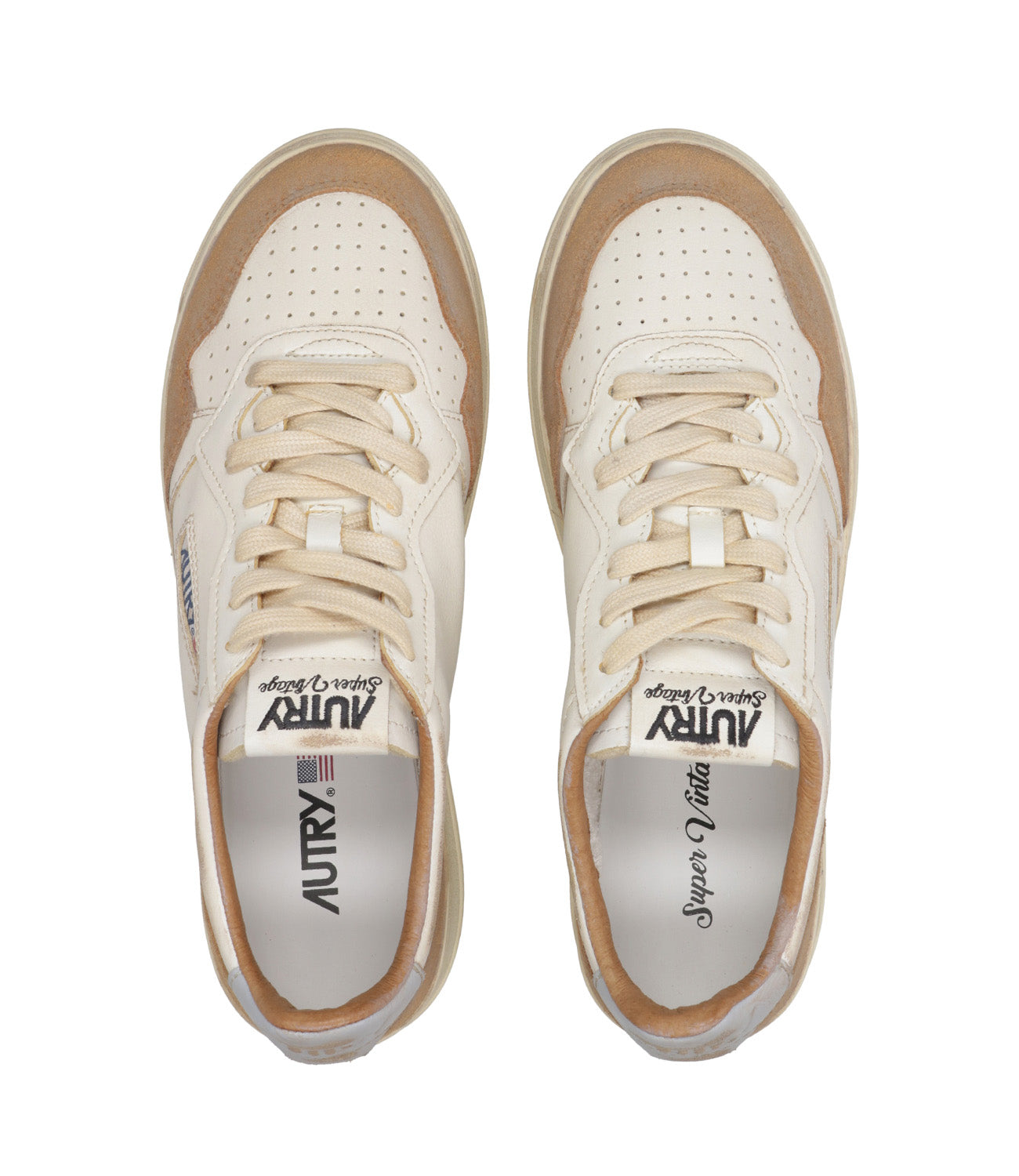 Autry | Sneakers Sup Vint Low Man White and Cognac