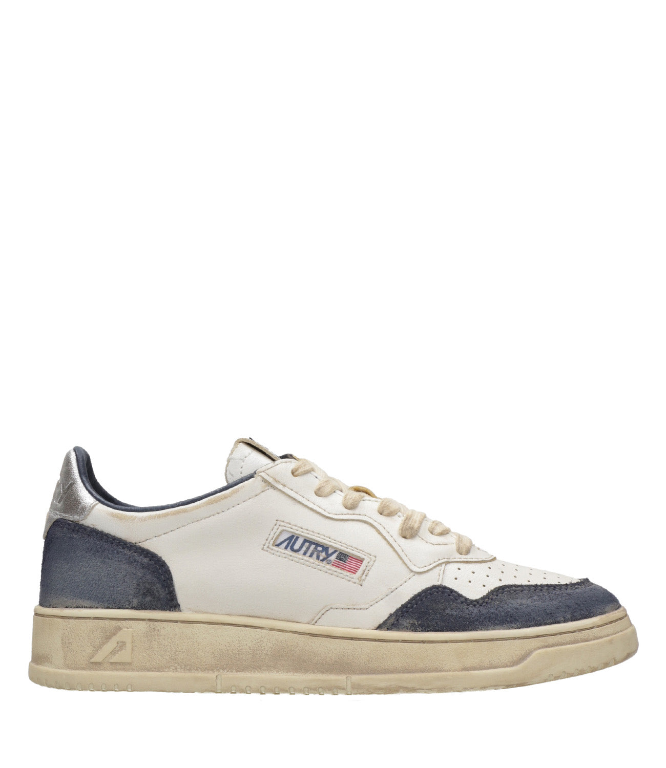 Autry | Sup Vint Low Man Sneakers White and Blue