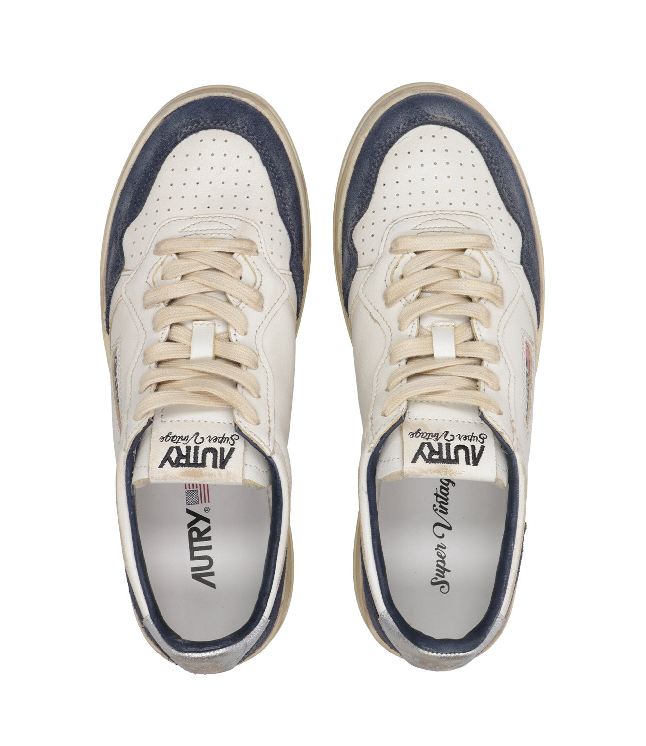 Autry | Sup Vint Low Man Sneakers White and Blue