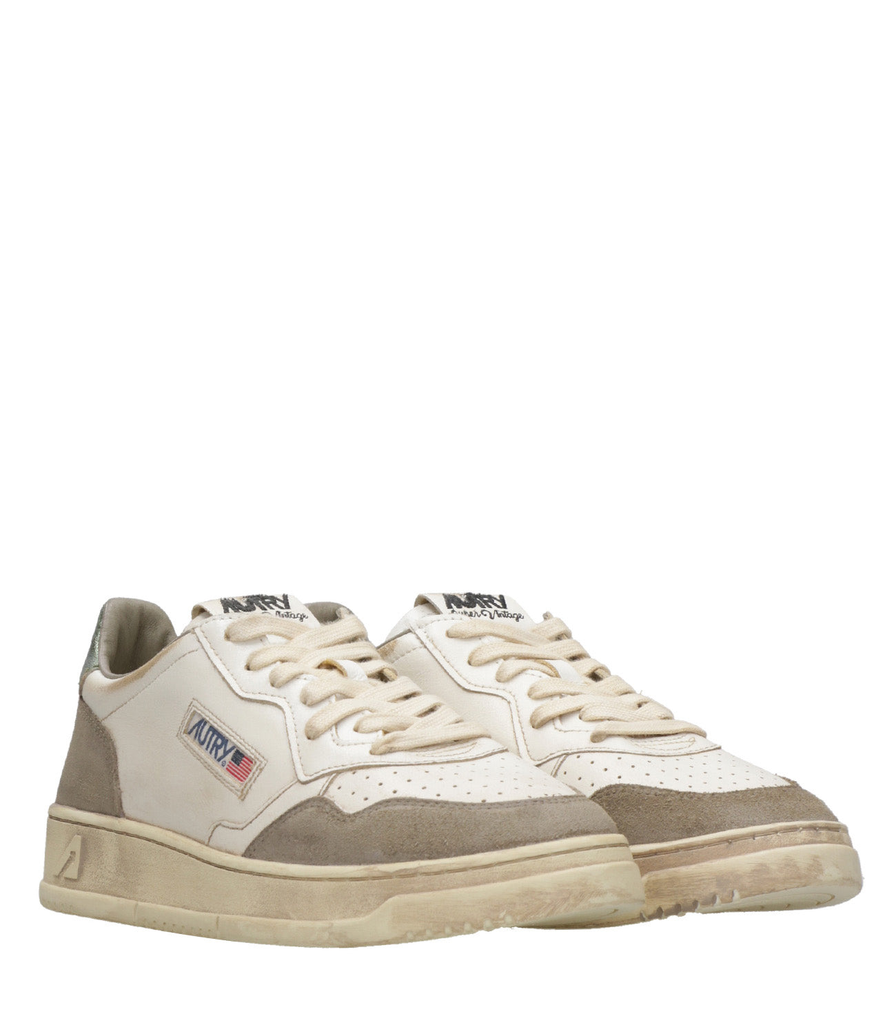 Autry | Sneakers Sup Vint Low Man Bianco e Verde muschio