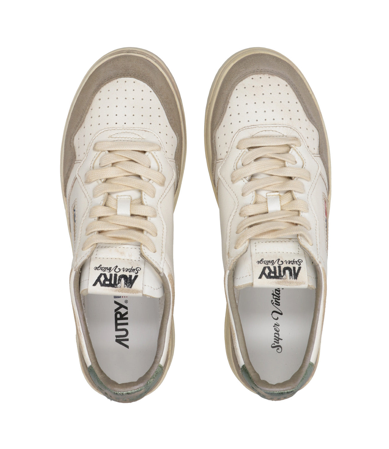 Autry | Sneakers Sup Vint Low Man Bianco e Verde muschio