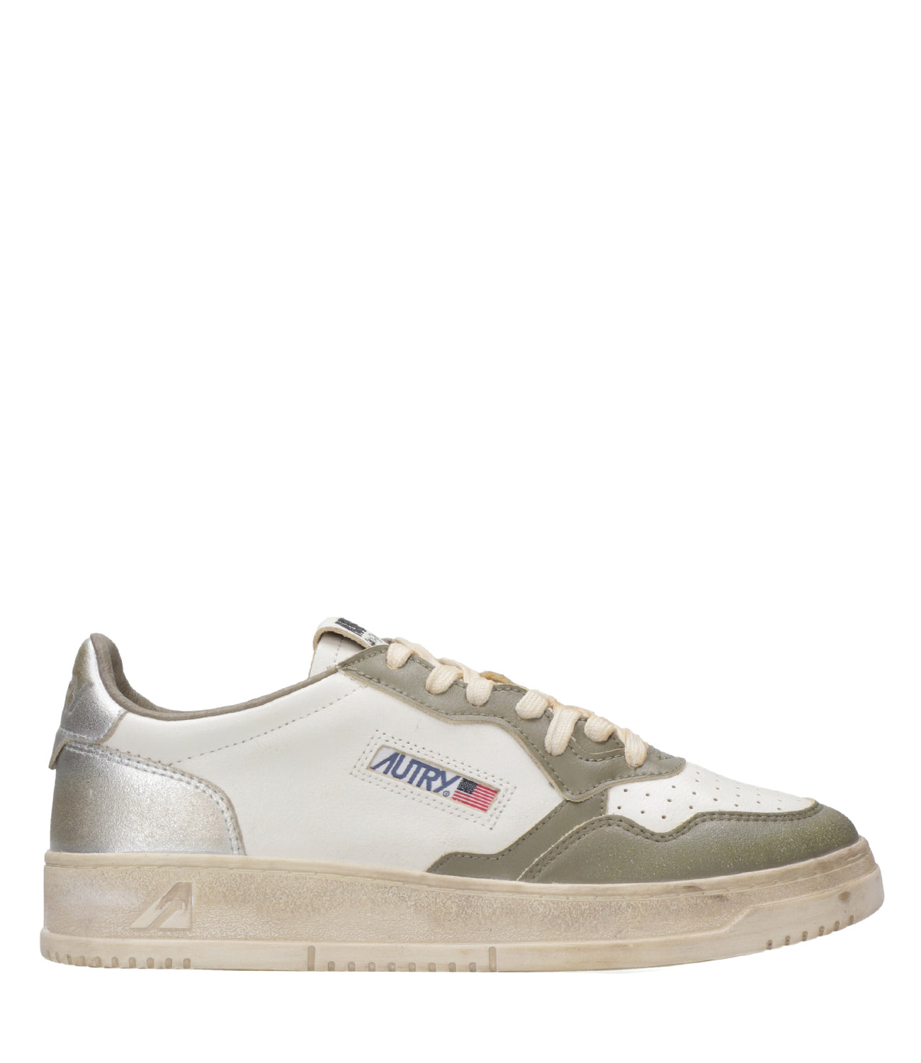 Autry | Sneakers Sup Vint Low Man White Green and Silver