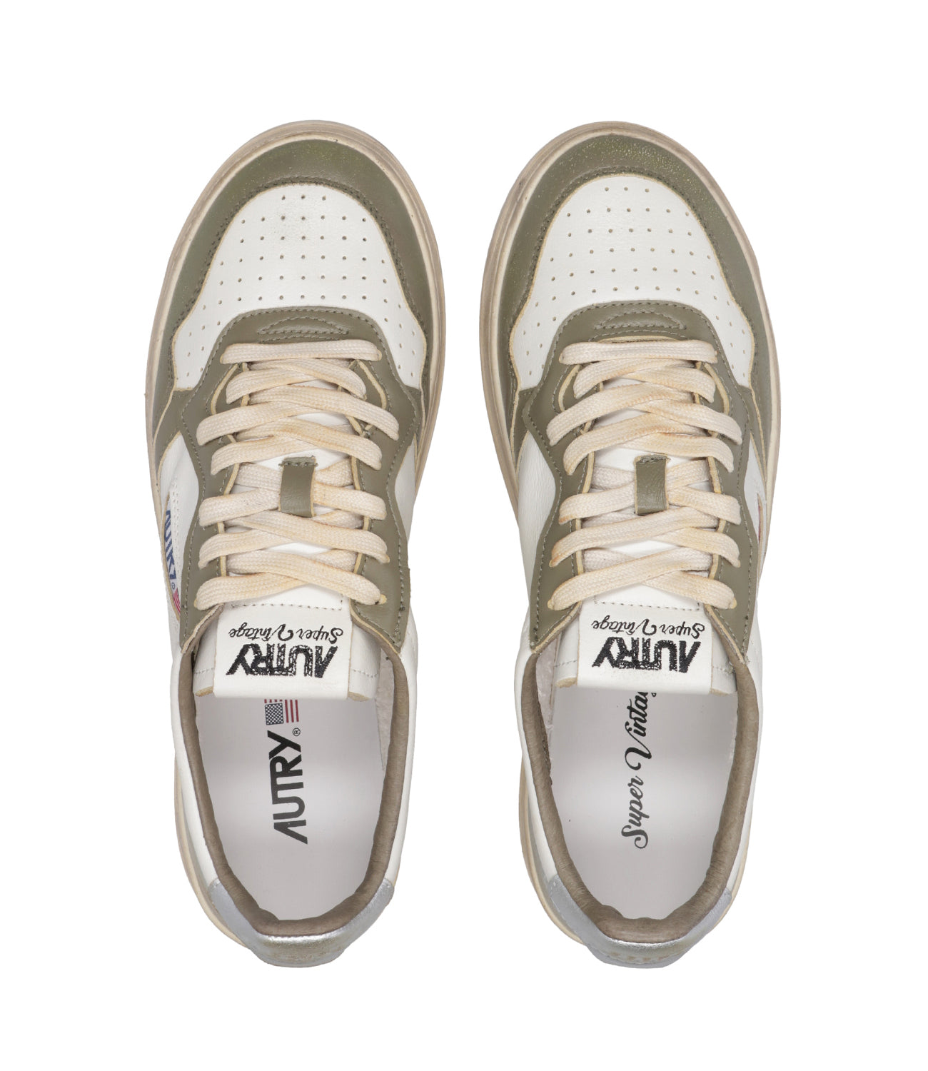 Autry | Sneakers Sup Vint Low Man Bianco Verde ed Argento