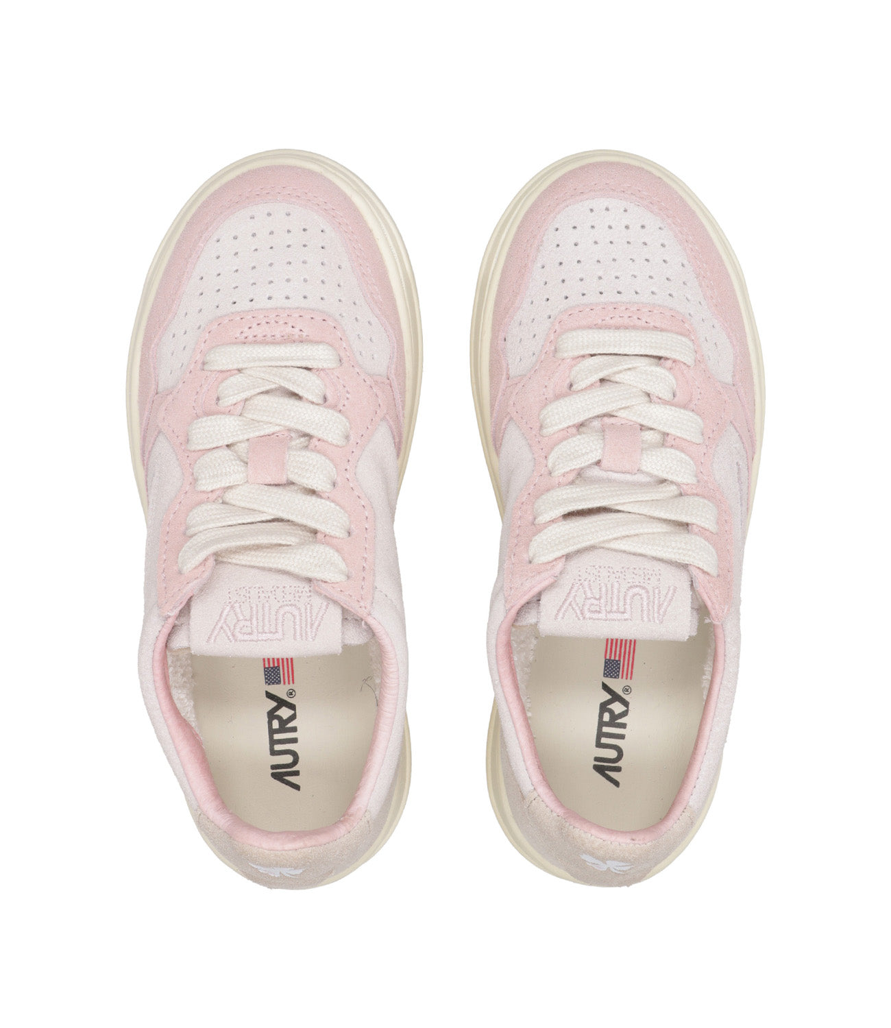 Autry Kids | Medalist Low White and Pink Sneakers