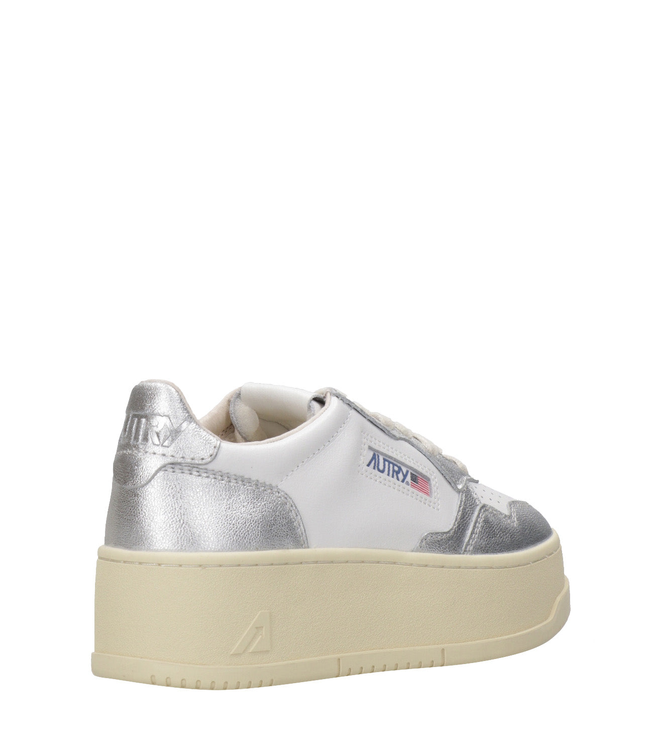 Autry | Platform Low Woman White and Silver Sneakers