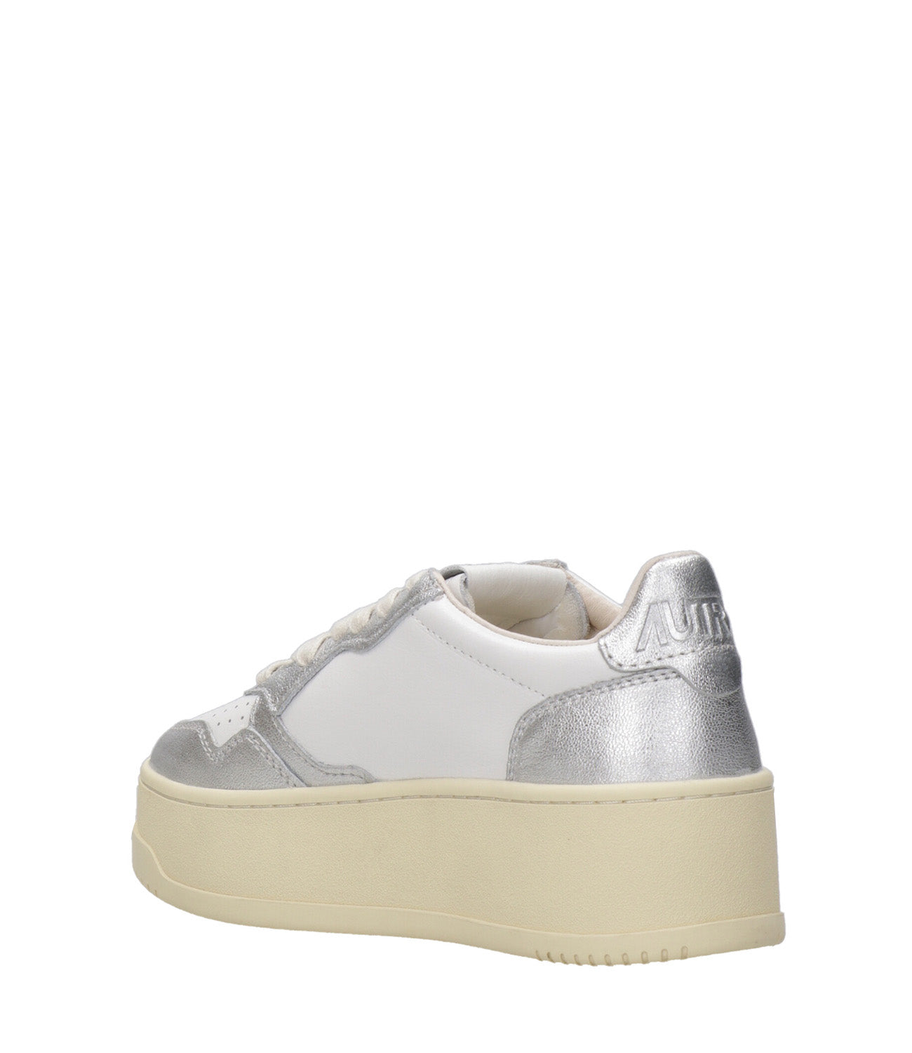 Autry | Platform Low Woman White and Silver Sneakers