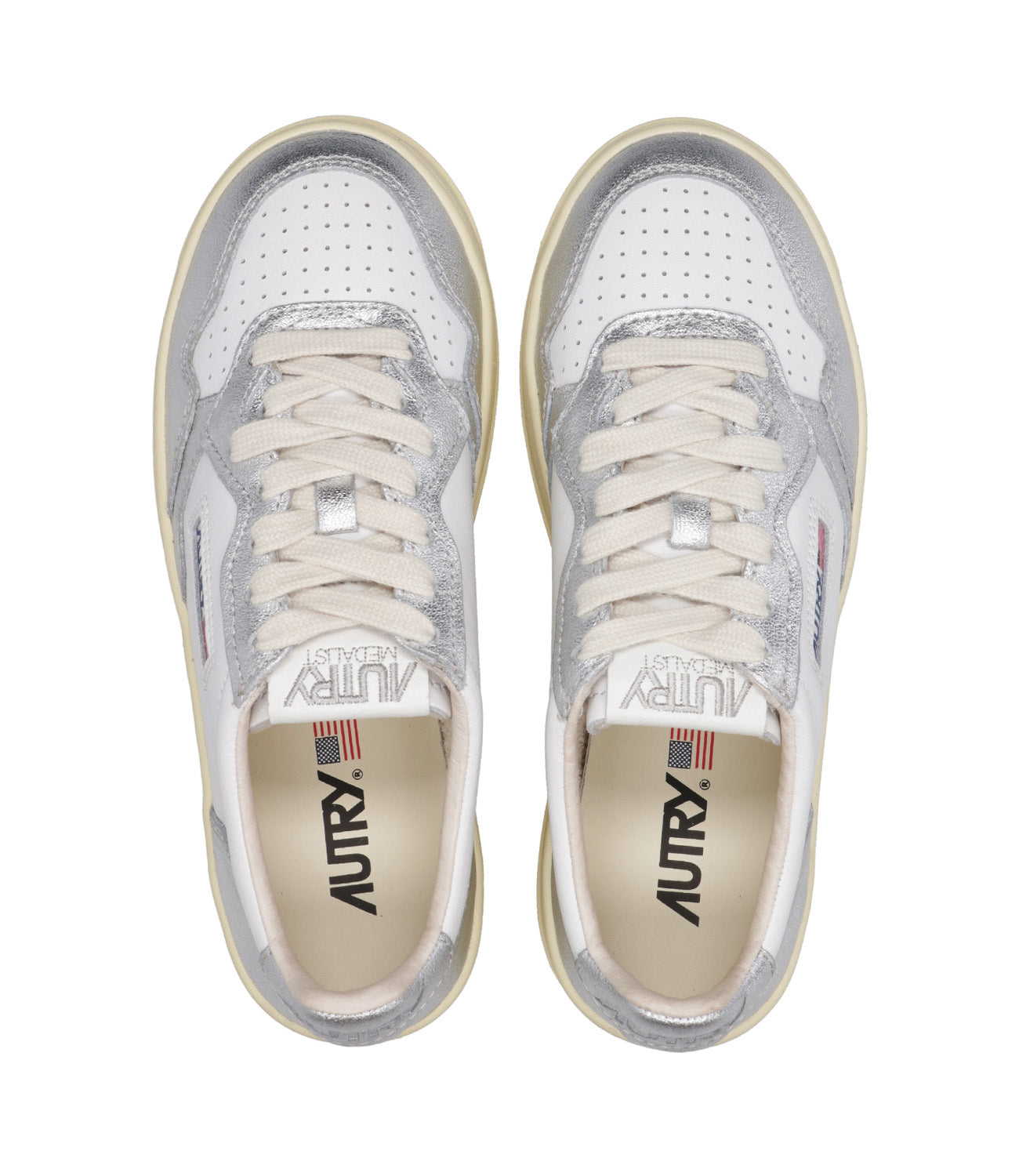 Autry | Platform Low Woman White and Silver Sneakers