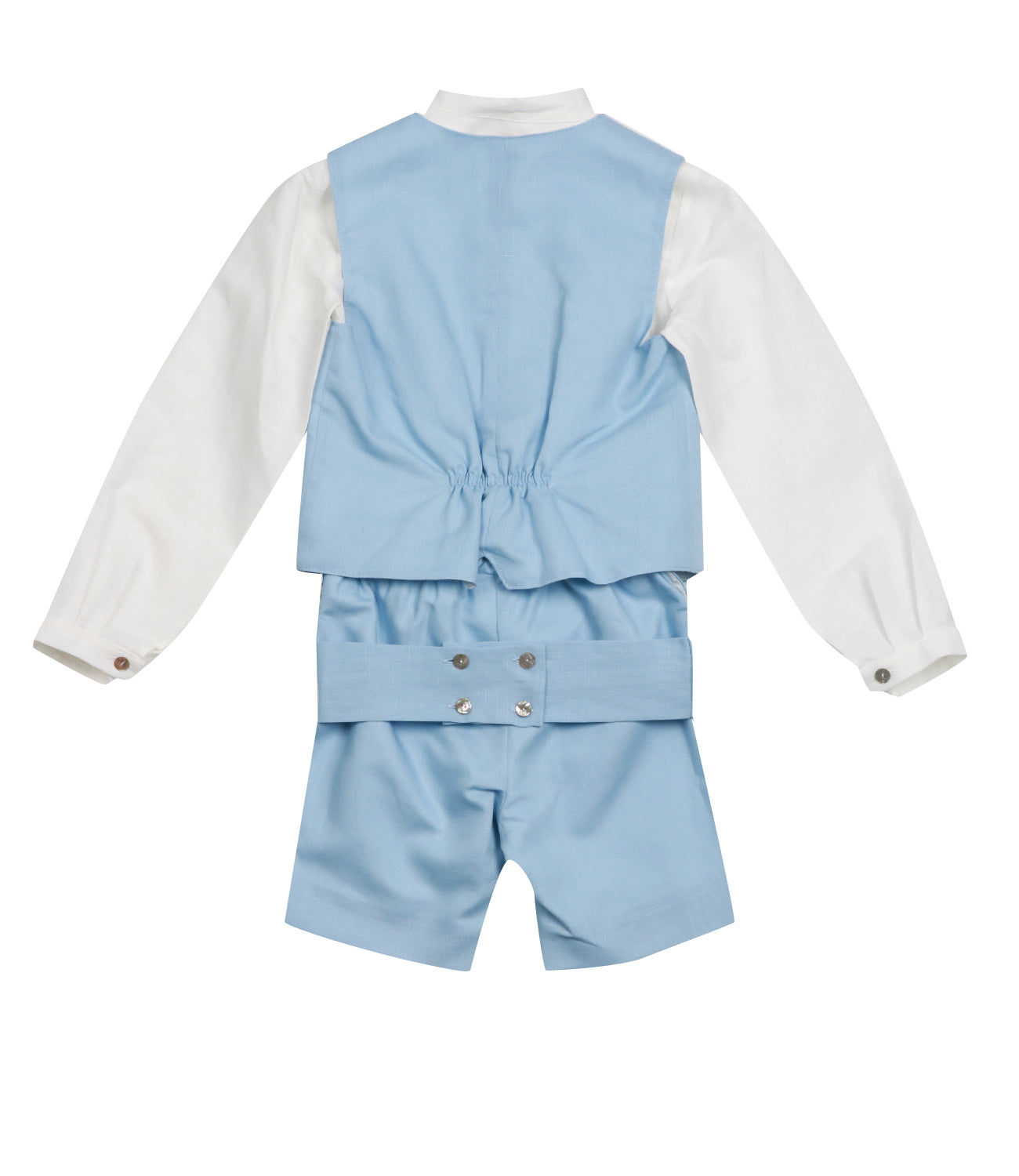 Mimilù | Set Gilet Camicia e Bermuda Celeste e Bianco