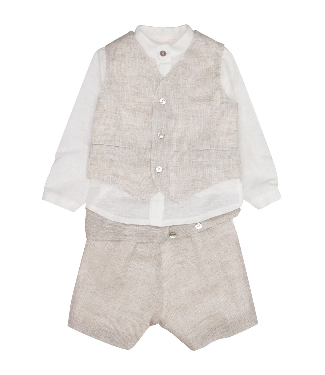 Mimilù | Gilet Shirt and Bermuda Ecru Set