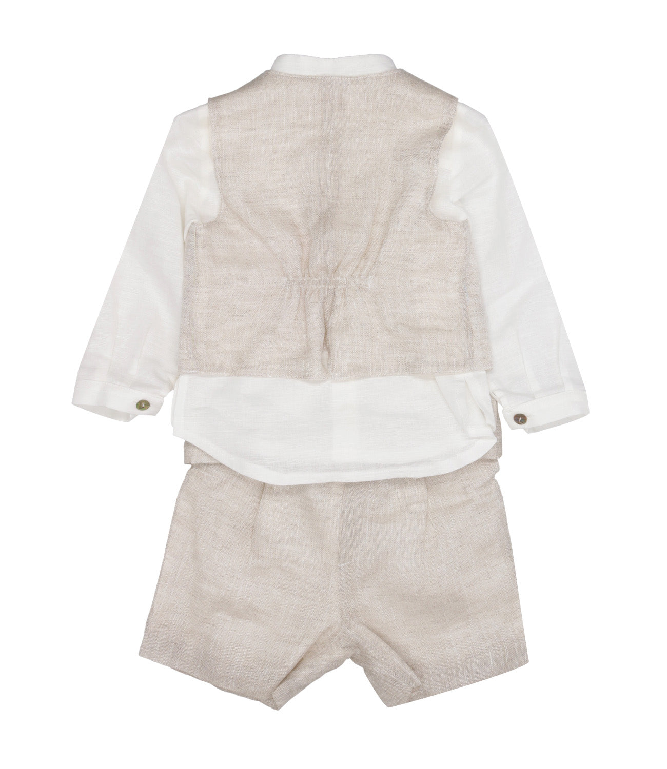 Mimilù | Gilet Shirt and Bermuda Ecru Set